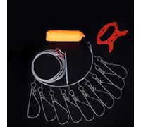 Set di corde da pesca con filo in acciaio inox, lunghezza 5 m/10 m, include galleggiante e picchetto per una tenuta affidabile del pesce (10 metri 10 pulsanti)