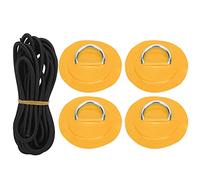 Set di corde elastiche toppe in PVC da 4 pezzi con anello a D in acciaio inossidabile, set di corde elastiche toppe con anello a D per accessori per kayak gommoni, corda elastica (Gialla)