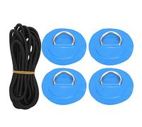 Set di corde elastiche toppe in PVC da 4 pezzi con anello a D in acciaio inossidabile, set di corde elastiche toppe con anello a D per accessori per kayak gommoni, corda elastica (Blu)