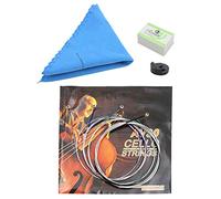 Set di corde per violoncello 4 in 1, kit di accessori per violoncello con sordina per esercitazione, panno pulito e colofonia, strumenti essenziali per la manutenzione del