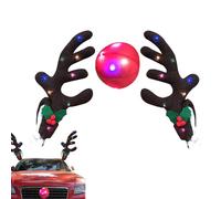 Set di corna di renne per auto, decorazione verde, set di ornamenti luminosi, per veicoli di vacanza, decorazione per costume da vacanza, renna incantevole come accessorio di stile, display per