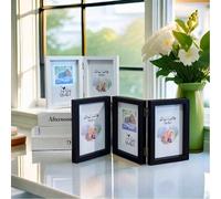 Set di cornici multiple - cornici nere doppie, triple e quadruple per foto da 4x6 e 5x7 | Design con cerniera verticale per esposizione da tavolo | Idea regalo perfetta per la Festa della Mamma e deco