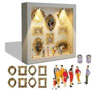 Set di cornici per Mini scatole per ombrelli da museo Fai-da-Te, Scatola Silhouette Creativa 24,5x24,5 cm con 8 cornici in Miniatura, 8 Figure e Illuminazione a LED, Regalo Personalizzato per Foto