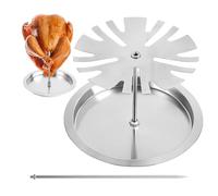 Set di cornici per orologi di pollo, robusto telaio per arrosti con spazio per salse e vaschetta antigoccia, supporto multifunzione in acciaio inox per forno, barbecue, campeggio e cucina