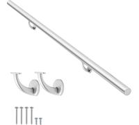 Set di corrimano moderno in alluminio, corrimano per scale interne, ponte, pendenze, corrimano per scale da parete, staffe in lega di zinco incluse, antiruggine (argento anodizzato, 4,5 m)