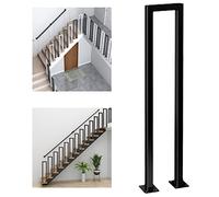 Set di corrimano per scale a forma di U, tubo quadrato in ferro battuto nero opaco con staffe per interni/esterni soffitti corridoi veranda deck - 90 cm (2,9 ft)