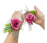 Set di corsage da polso con rose e fiore all'occhiello da uomo, corsage per balli scolastici, fiori da sposa, cerimonia nuziale, festa di nozze, decorazione per balli scolastici, ghirlanda per capelli