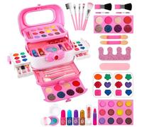 Set di cosmetici per bambini, 26 pezzi di giocattoli realistici per il trucco, attività interattive, set di trucco con scatola, ideale per ragazze di età superiore ai 3 anni che amano
