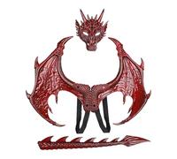 Set di cosplay di Halloween Dragon, Props costume per bambini Draghi, copertina per il viso per la coda alare | Outfit per Halloweens Parties Pasqua, Fancy Festival Role -Play Fun Accessorio
