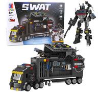 Set di costruzione 8-in-1 SWAT - veicoli della polizia e robot, 826 pezzi