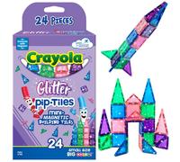 Set di Costruzione Magnetico Crayola Mini PIP-Tiles, 24 Pezzi, Giocattoli STEM per Bambini 3+, Glitter, Set da Viaggio per Rag
