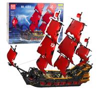 Set di costruzione nave pirata con vele rosse, 3139 pezzi