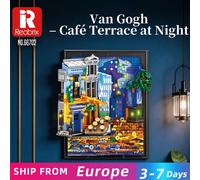 Set di Costruzioni 2678 Pezzi Caffè nel Cielo Notturno con Cornice e Luci LED, Decorazione da Parete, Regalo per Adulti, Giocattoli Fai-da-Te