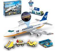SET DI COSTRUZIONI AEREO PASSEGGERI CITY CON LUCE LED 901 PCS BLOCCHI PER BAMBIN