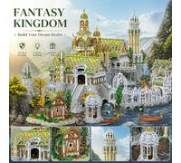 Set di Costruzioni Il Signore degli Anelli: Castello della Valle della Fiume degli Elfi, Modello Architettonico Fantasy del Vallesino dell'Alba, Kit Modulare con Cascata, Ponte, Barca, Dettagli della