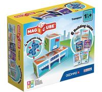 set di costruzioni magnetico geomag magicube printed transport, 7 pezzi