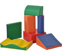 HOMCOM Set 7 Blocchi di Costruzioni Morbide per Bambini da 1-3 Anni per Casa e Scuola, Multicolore