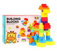 set di costruzioni per bambini 68 pezzi - animali dello zoo con adesivi