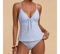 Set di costume da bagno a due pezzi con stampa a righe per donna, adatto per uscite, vacanze al mare, chic, feste in crociera, vacanze L,M,S,XL,XSA strisceTessuto da costume da bagno