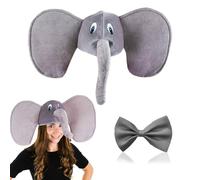 Set di costume da elefante, cappello per adulti, elefante con orecchie grigie e proboscide, accessorio per costume da animale, copricapo per adulti, per feste di compleanno, Halloween, Carnevale