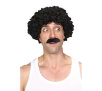 Set Di Costume Da Festa Con Parrucca Nera Afro E Baffi Per Uomo Shifty Guy