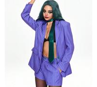 Set di costume da Joker per Ognissanti COSPLAY, con pantaloncini e cravatta L,M,S,XL,XSA striscePoliestere,Tessuto intrecciato