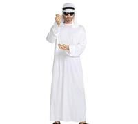 Set di costume da principe arabo | Costume di Halloween da principe arabo con tunica e fazzoletto per la testa, tunica del deserto con turbante, vestibilità comoda, per studenti, adolescenti, uomini e
