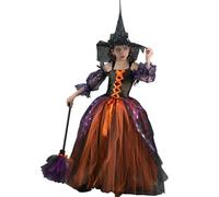 Set di costume per Halloween, tutù, per cosplay, con cappello e scopa, senza maniche, fantasia, per bambini e trucchi o Treat Play