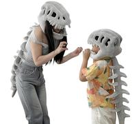 Set di costume realistico da scheletro di dinosauro, per Halloween, cosplay, per adulti e bambini, tuta con copricapo 3D e dorso, per feste in maschera (A, taglia unica)