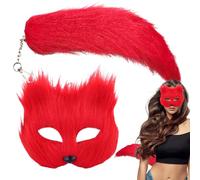 Set di costumi cosplay di animali, travestimento cosplay di coda di animali | Costume per ragazze con coda di animale - Copertura per il viso di un animale mezzo peloso per la festa di raccolt
