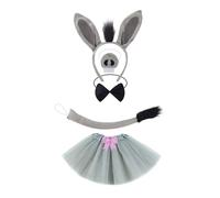 Set di costumi da asino con coda d'asino papillon guanto e fascia per capelli Halloween Animal Dress Up Outfit per bambini compleanno cosplay festa animale