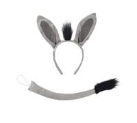 Set di costumi da asino con coda d'asino papillon guanto e fascia per capelli Halloween Animal Dress Up Outfit per bambini compleanno cosplay festa animale