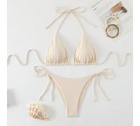 Set di costumi da bagno, reggiseno a triangolo, slip brasiliano, minimalista e alla moda per uso quotidiano casual, adatto per vacanze estive in spiaggia L,M,S,XSColore unicoTessuto