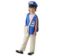 Set di Costumi da Corriere,Costume Cosplay per Bambini Stagione Scolastica Performance Outfit Corriere Postino Gioco di Ruolo Gilet Cappello Set per Ragazzi Ragazze Costume Cosplay,Regalo Colleghi