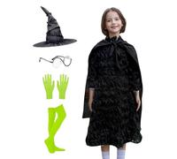 Set di costumi da per bambini, vestito nero da per Halloween, vestito traspirante per bambini 5 ai 12 anni, per sfide di personaggi drammatici, feste, eventi cosplay