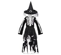 Set di costumi da streghe per bambini - Costume di Halloween per bambini con cappello e vestito | di fantasia da per ragazze, costume da festa di Halloween per bambini