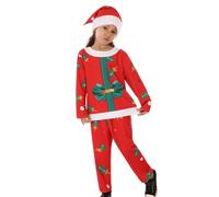 Set Di Costumi Di Natale Per Bambini - Set Di Top, Pantaloni, Cappello E Pigiama Divertenti Per Cosplay | Per Vacanze Bambini Ragazze 2-11 Anni Casa Riunioni Famiglie Fo