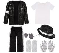 Set di costumi gessati per bambini da 5 pezzi, Con Giacca, Pantaloni,