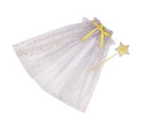 Set di costumi magici magici con bacchetta magica a stella e mantello in rete traspirante in tulle, per feste di bambini e oggetti di scena fotografici