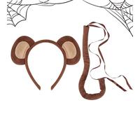 Set di costumi per fascia per orecchie da scimmia - Accessorio per Halloween Cosplay orecchie di animali, fascia alla moda con coda di scimmia | Cornice divertente insieme per le celebrazioni