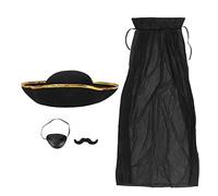 Set di costumi pirata Black Cape Hat Eye Patch Beard Accessori per feste di Halloween