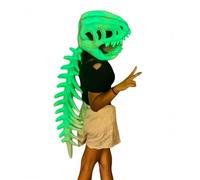 Set di costumi realistici da scheletro di dinosauro, maschera da scheletro di dinosauro fossile, accessori in peluche horror (Luminous Edition)