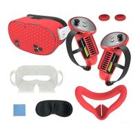 Set di cover in silicone 7 in 1 per cuffie Meta For Quest3S VR con nasello per migliorare il comfort e ridurre le perdite di luce (rosso)