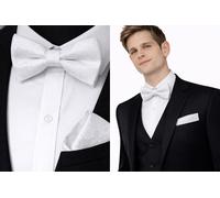 Set Di Cravatta A Fiore Bianca Da Uomo Con Fazzoletto Coordinato In Seta