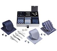Set di cravatte da uomo di alta qualità, in seta, con fermacravatta e gemelli, Stile Uomo 1, Optimal Size