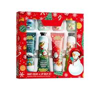 Set di crema per mani e balsamo per labbra di Natale, rossetto idratante e cura delle labbra per labbra molto secche, regali per l'Avvento per le donne (crema per le mani e rossetto)