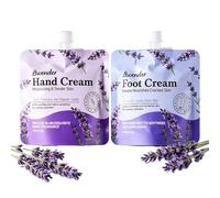 Set di crema per mani e piedi alla lavanda, 2 pezzi, kit delicato per la cura della pelle per talloni screpolati, lozione idratante emolliente per donne e ragazze, nutre la pelle secca e ruvida per