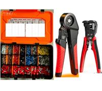Set di crimpatura a cricchetto con spelafili, terminali singoli e doppi per tubi, kit di connettori da 1265 pezzi, AWG28-5 (0,08-16 mm²), crimpatrice elettrica multiuso, manico ergonomico e custodia