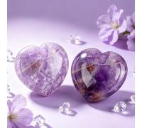 Set di cristalli curativi e pietre a forma di cuore (2 pezzi, 4,1 x 4,1 x 1 cm), pietre lucidate, tasca per il palmo, meditazione Reiki, sollievo dall'ansia