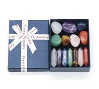 Set di Cristalli di Chakra Cristalloterapia pietre curative per meditazione di guarigione con Cristalli pietre curative incastonate Ametista Pietre Chakra per la Meditazione Yoga di Guarigione